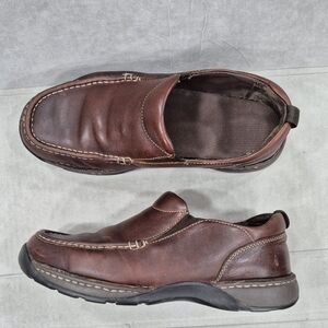 Rockport loafer shoes men's 11 Wide brown leather casual slip on